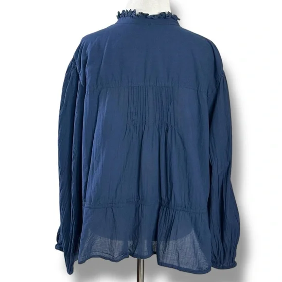 Free People Blue Lace “Best of me” Blouse XL - Picture 7 of 11